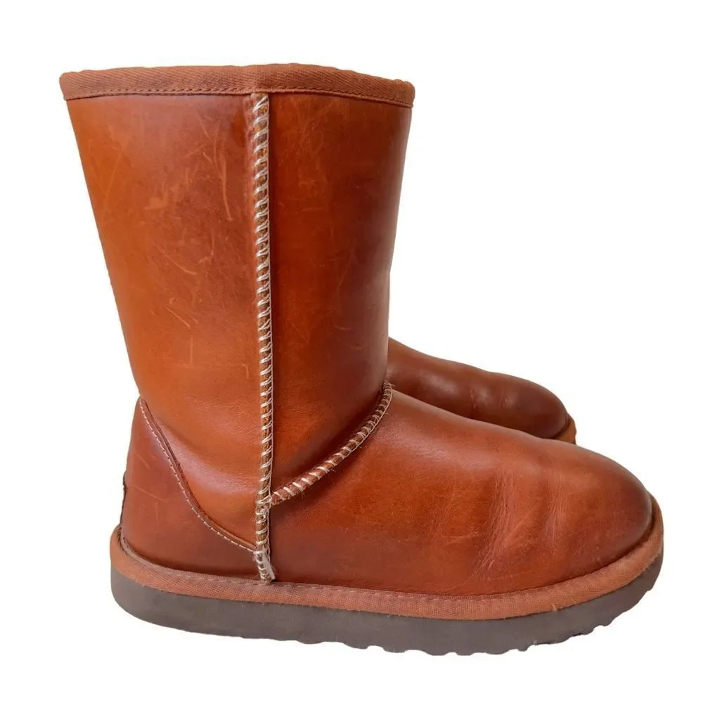 UGG Classic Short II Water-resistant Warm Chestnut Leather Boot